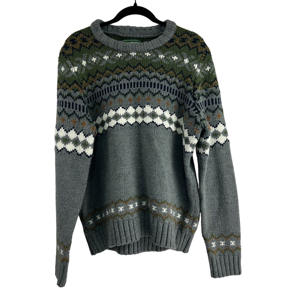 American Eagle All Over Pattern Fisherman Fair Isle Sweater Men Size L Cottage